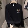 High-End Men'S Trendy Casual Top Loose Round Neck Pullover Couple Print Long-Sleeved Shirt