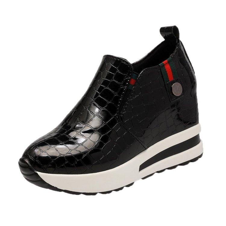 

Мода 2024 года, новые туфли на каблуке для женщин, кроссовки, увеличивающие рост, мокасины, женская повседневная обувь из искусственной кожи, женские кроссовки на платформе 41 чёрный