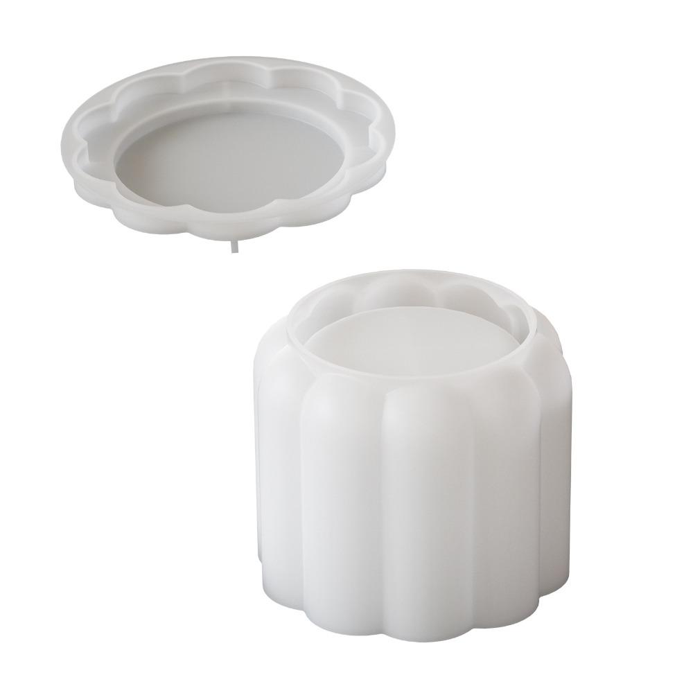 

3D Stripe Flowerpot Mold DIY Crafts Storage Jar Mold Candle Jar Silicone Mold Holiday Party Gifts белый