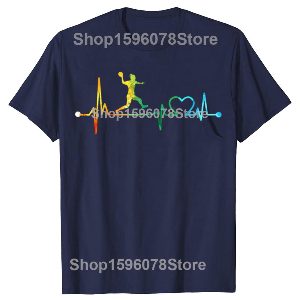 Tricouri Amuzante Bătăi Inimii Handbal Acuarelă Bărbați Femei Bumbac Pur Umor Streetwear Tricou Mânecă Scurtă Unisex Haine Largi