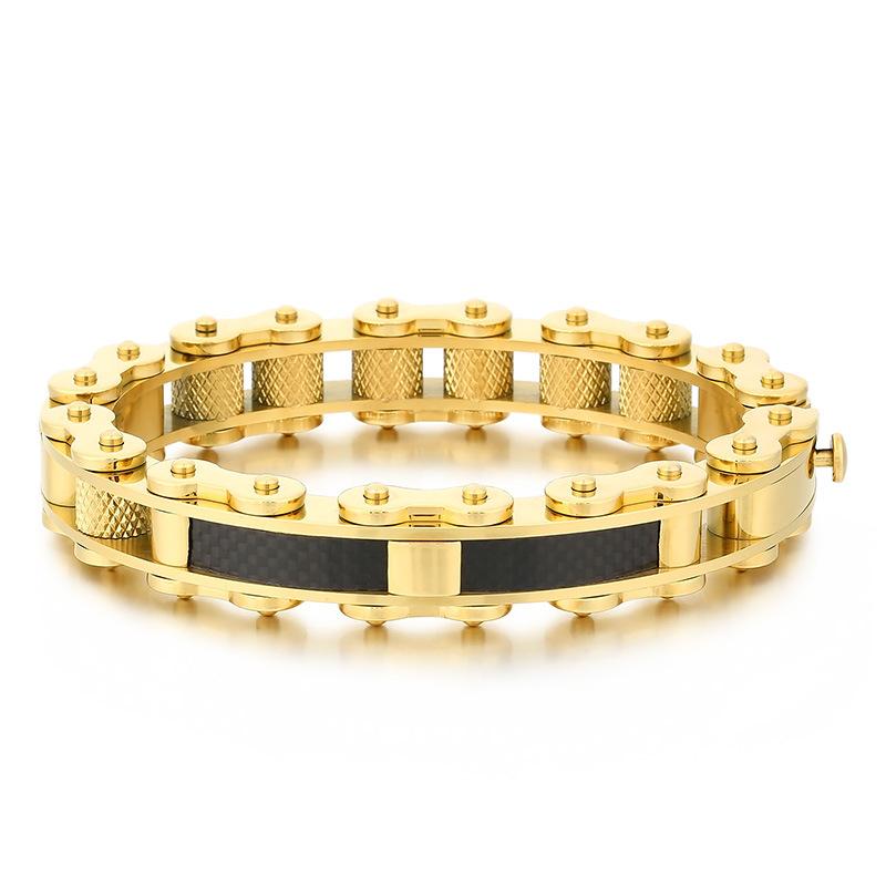 Personalized Design Cool Motorcycle Bracelet European And American Hip -Hop Rock Curved Brand Men 'S Glossy Bracelet