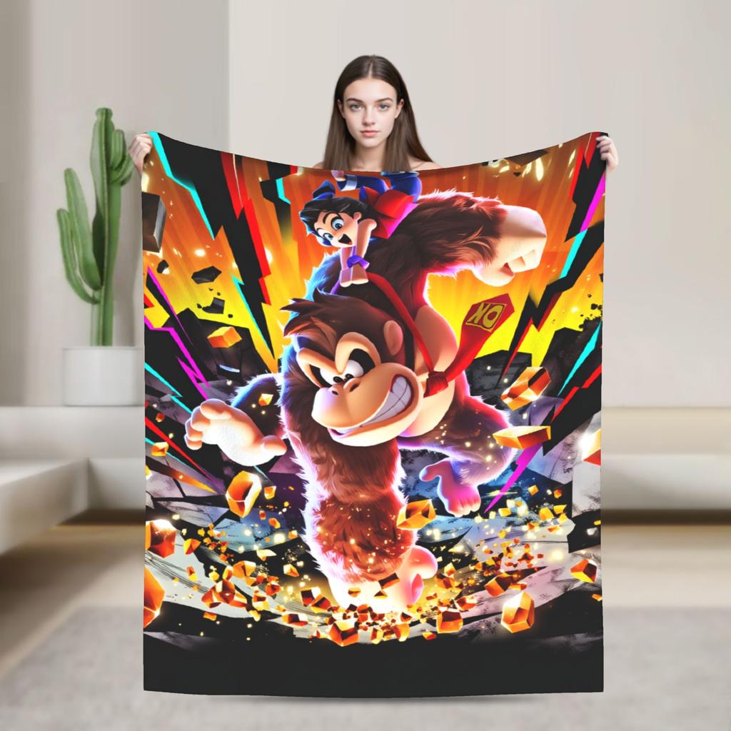 Super Warm BlanketStudents Travel Donkeyed Kongs Throw Blanket Flannel Bedspread For Couch Chair Funny Sofa Bed Cover