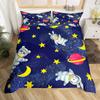 Cartoon Rabbit Duvet Cover Twin Cute Animal On The Moon Quilt Cover Microfiber Cloud Galaxy Space Bedding Set for Boy Girl Gift