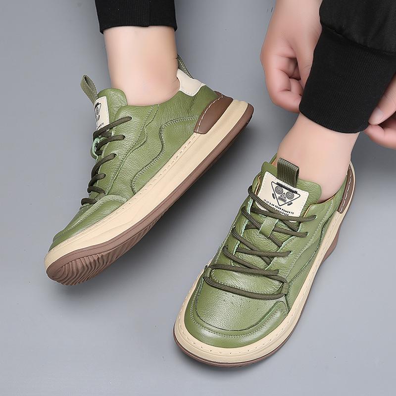 Fashion Fashion Personality Men's Sneakers Genuine Leather Men's All-match Casual Shoes Lace-Up Male New Arrival Outdoor Skate Shoes