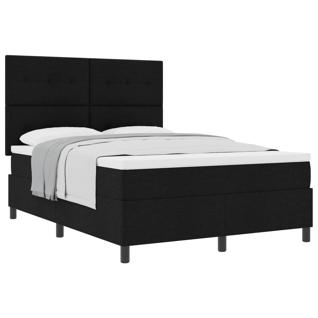 Box Spring Bed with Mattress Black 140 x 190 cm Fabric
