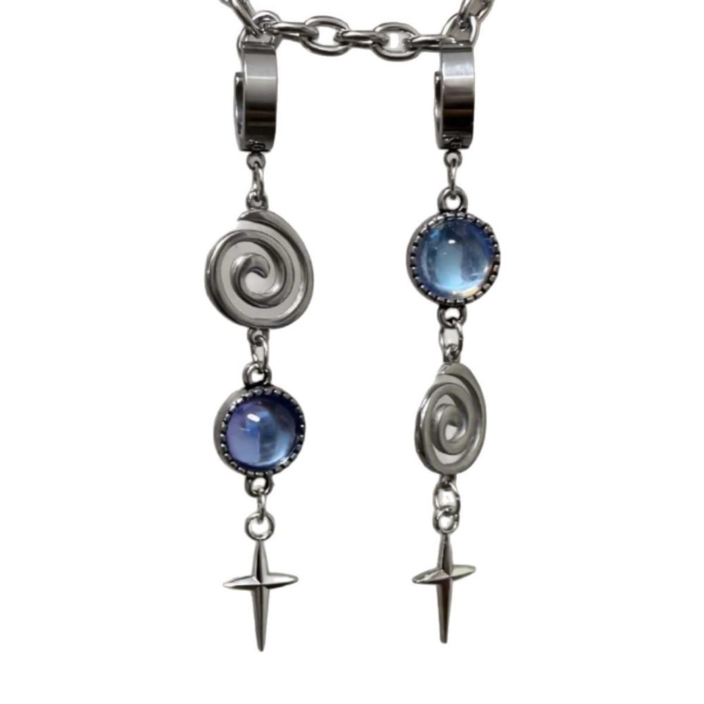 Orecchini Pendenti Lunghi con Nappa Geometrica a Spirale Starlight Moonstone Croce per Donna Gioielli Fascino Retrò Regali