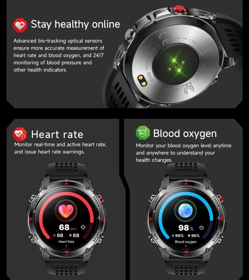 2026 T-Rex 3 Ultra Reloj Inteligente GPS 30ATM Impermeable Brújula GNSS de Doble Banda Grado Militar Cristal de Zafiro Llamada Batería Larga Reloj Inteligente para Hombre de Exterior