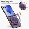 For Samsung Galaxy Z Flip7 5G Phone Case with Rotating Kickstand Stress Relief Retro Leather Back Cover
