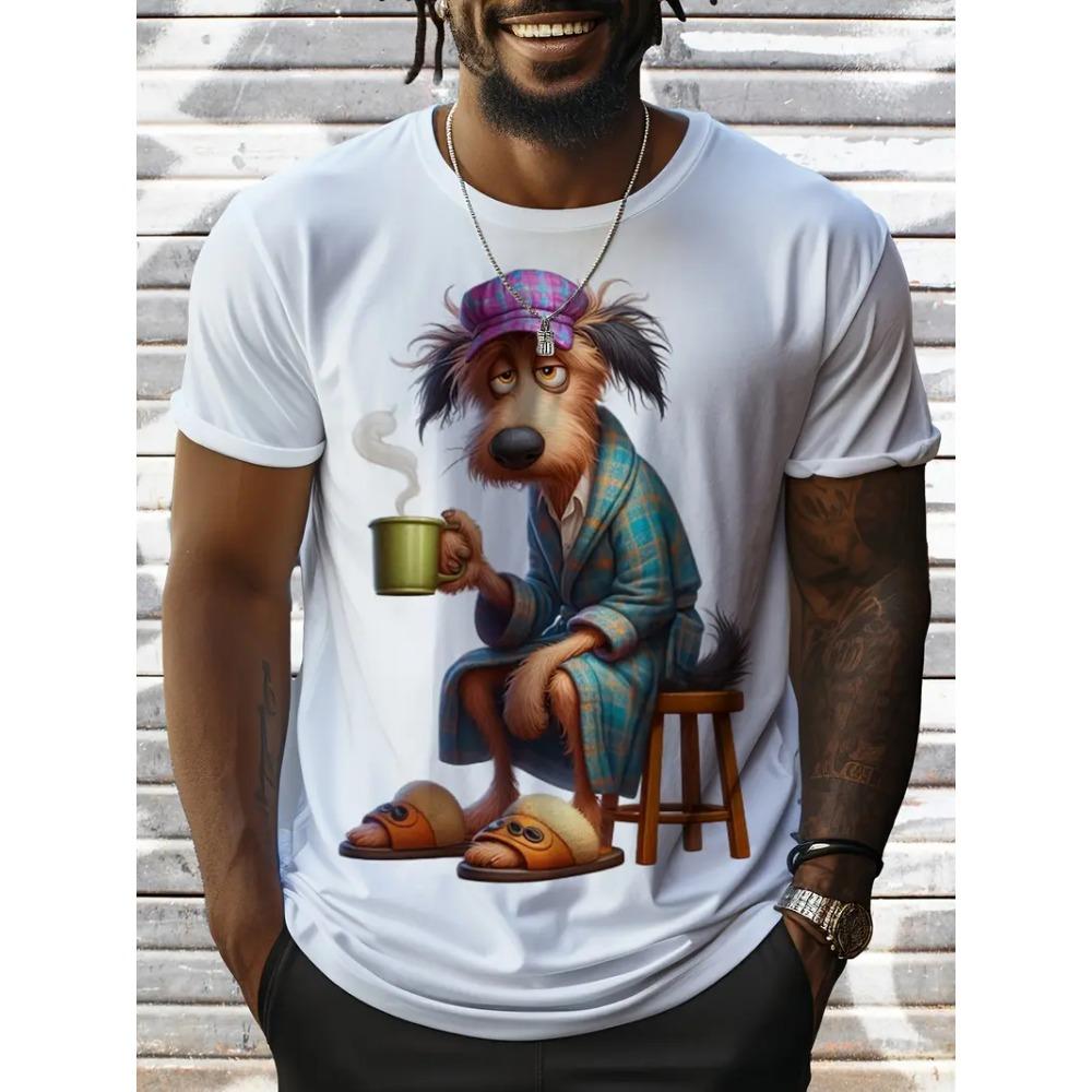 Sommer Herren Outdoor Freizeit Atmungsaktives T-Shirt Kurzarm Cartoon Tier 3D Gedrucktes Muster Groß Übergröße Locker Herren Kinder T-Shirt