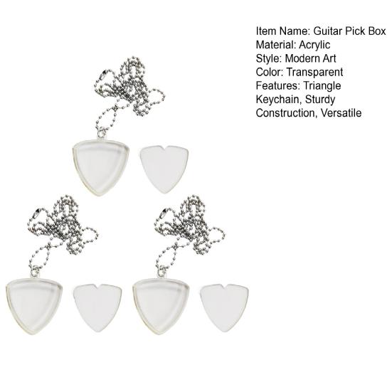1/2/3Pcs Triangle Keychain Guitar Pick Holder Clear Case Heart Shaped