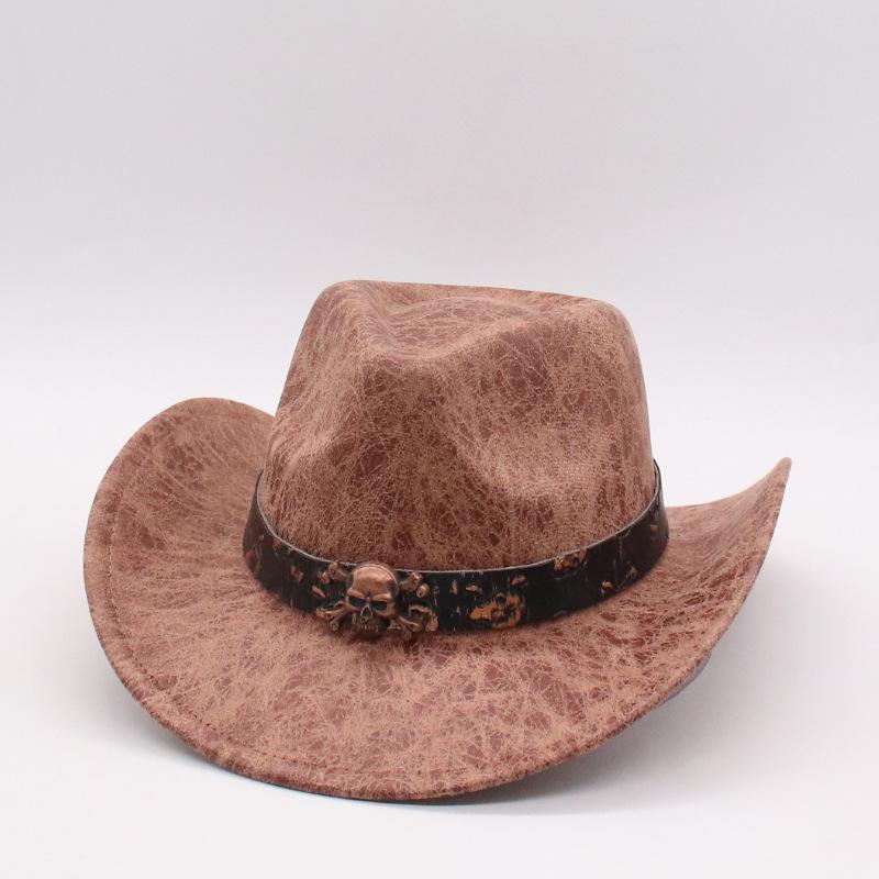 Halloween Skull Accessories Western Cowboy Hat Outdoor Mountaineering Sun Hat Wedge Wool Hat Overseas Curled Cowboy Hat