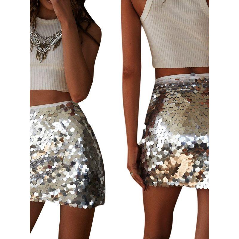 Sequin Slim Fit Short Skirt with Hip Wrap Sequin Silm Sheath Skirt