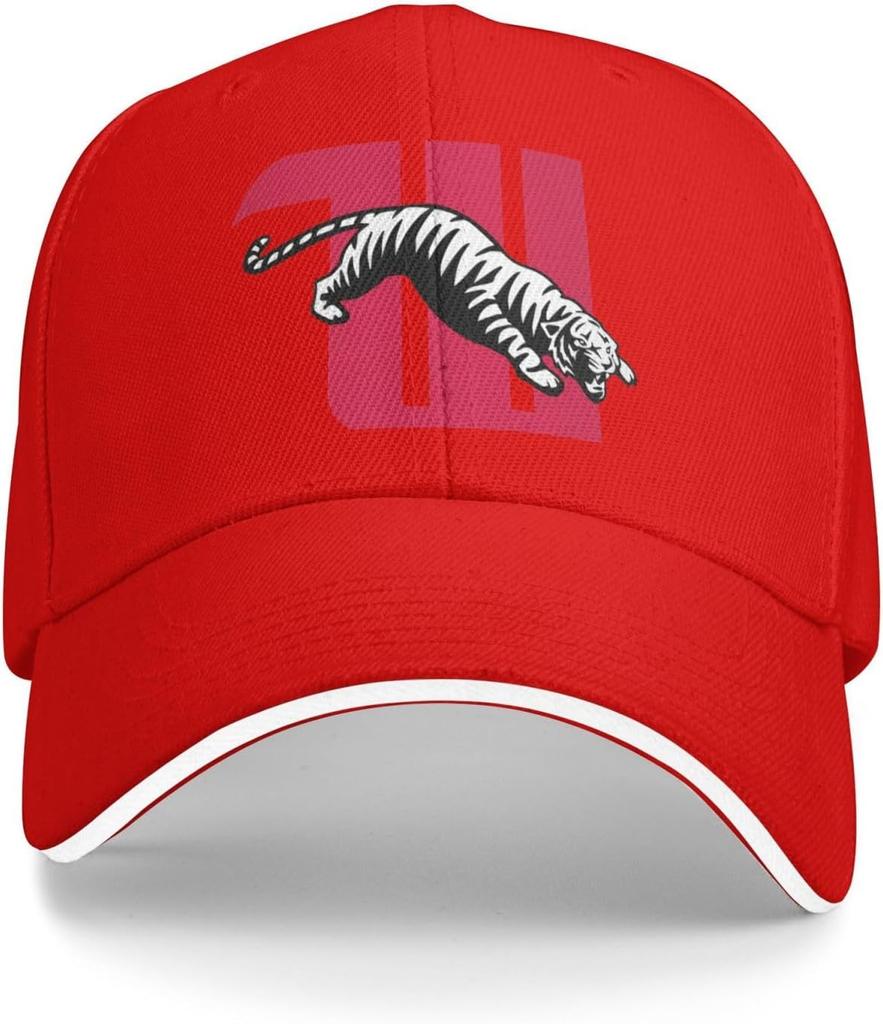 Tiger University Mascot Baseball Cap Polyester Adjustable Sports Dad Hat for Unisex Adults