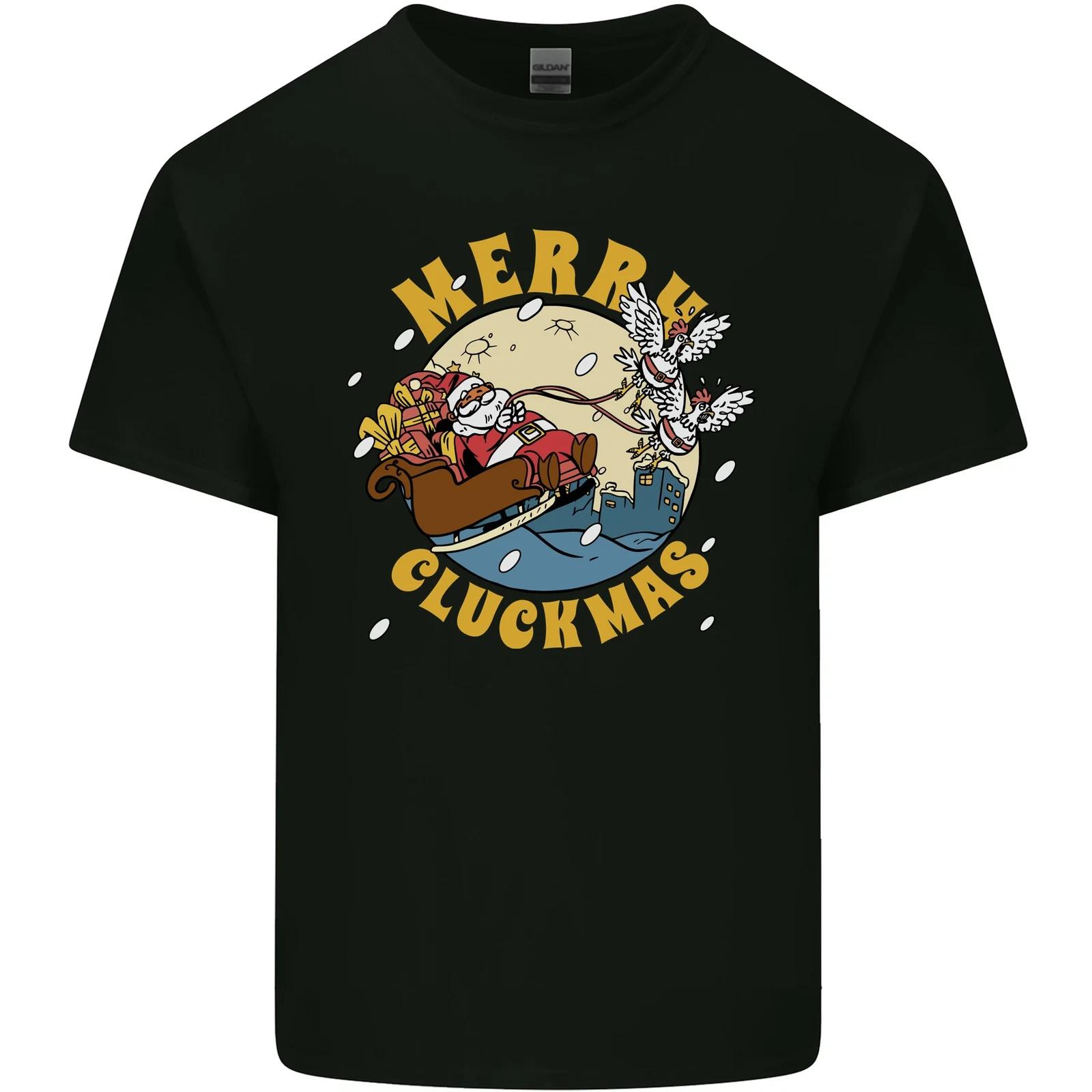 Funny Chickens Merry Cluckmas Kids T-Shirt Childrens L