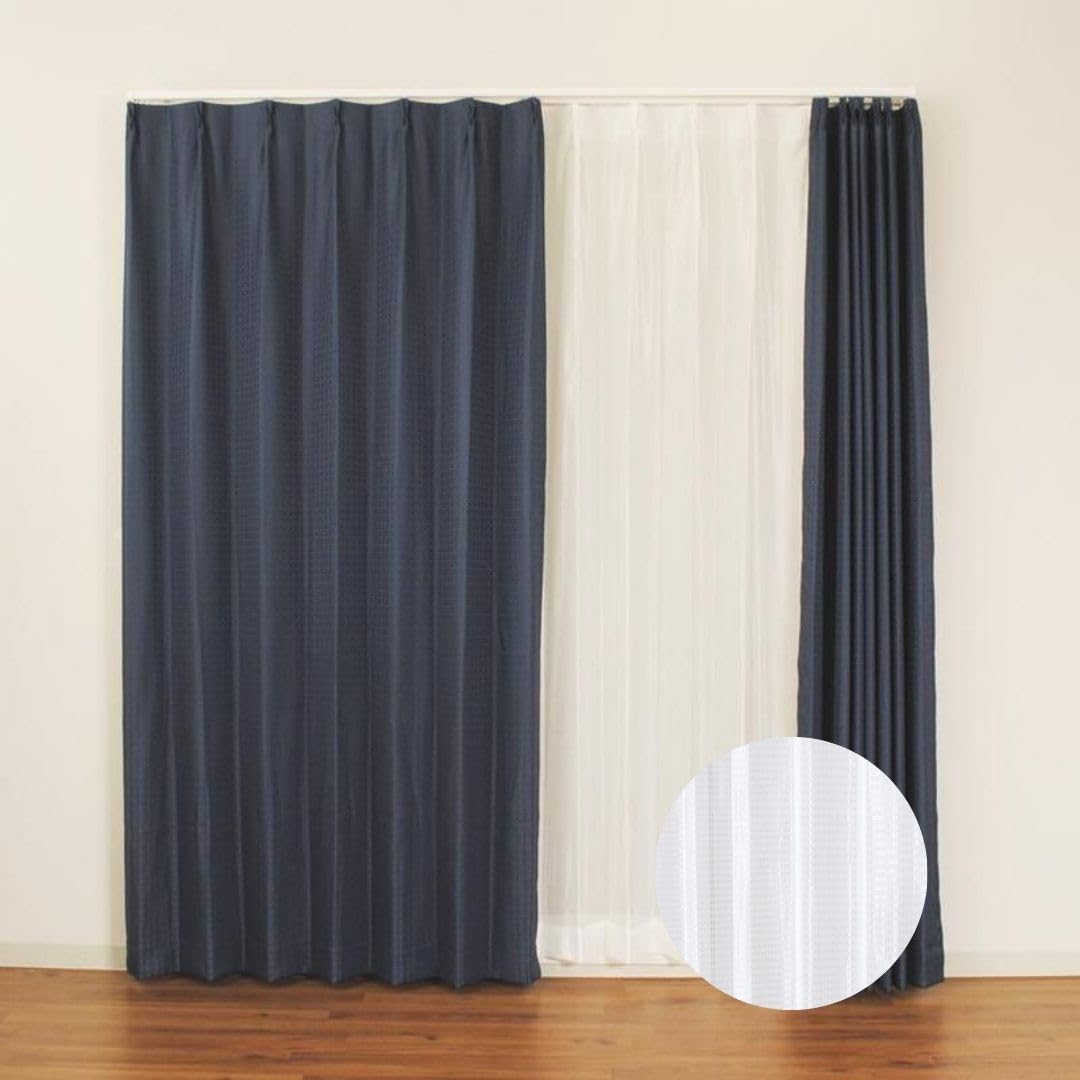 

Univer Drape Lace Set Luster Navy Width 100 Length 200cm width 100 x length 4 pieces & (Lace 198cm)