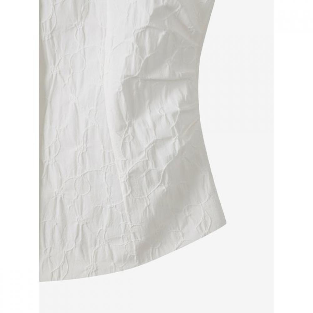 Cc Collect Crinkle Jacquard Shirring Blouse C252msc133