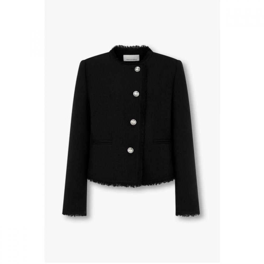 Vov Fringe Detail Tweed Jacket  7156210007 blacks/S