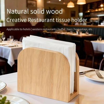 High-End Wooden Tissue Holder, Vertical Solid Wood Napkin Box, Elegant Decor for Restaurant Hotel Cafe Bar Use