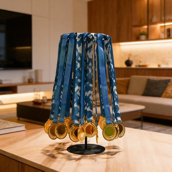 Rotating Medal Display Stand Wall Safety Medal Hanger No Drilling 360 Degrees Spin Holds 45+ Medals Heavy-Duty Metal Base Awards Display Holder