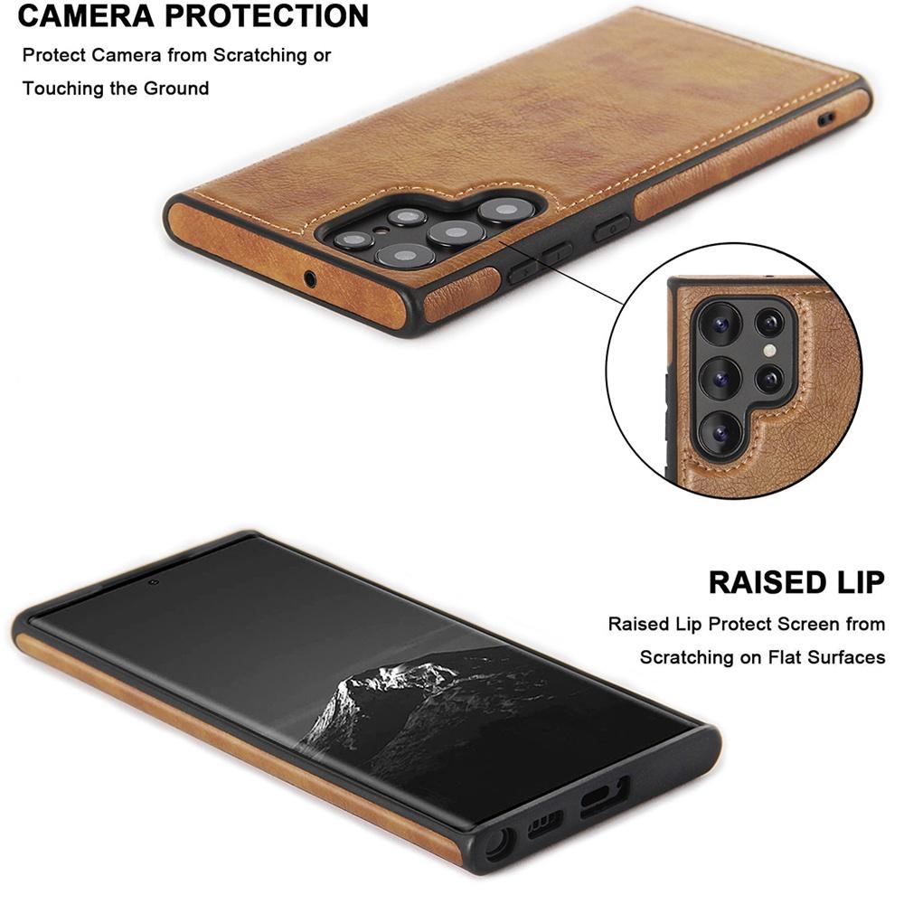 Für Samsung Galaxy S23 Ultra S23 Plus S22 Ultra Plus Handyhülle Stoßfest Matt Luxus Leder Liniennähte TPU Hülle