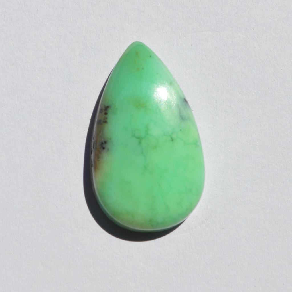 Natural Chrysoprase Gemstone Cabochon - Loose Semi Precious Stone 32 Carats Pear Shape 31x18 Mm, Jewelry Craft Supply
