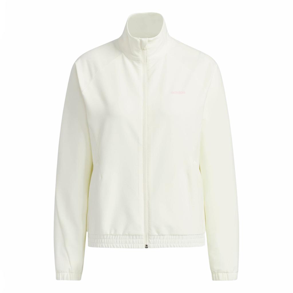 Adidas Logo Print Solid Color Outdoor Casual Sports Polo Jacket Women Jacket Ivory JE3581