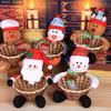 Santa Claus Snowman Candy Storage Bamboo Basket Christmas Gift Desktop Ornament Woven Handmade Bamboo Basket Snacks Restaurant