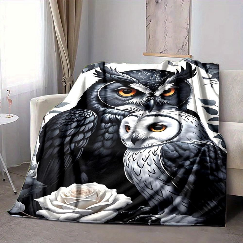 1PC Owl Art Print Blanket - Soft Warm All-Season Throw for Sofa, Bed, Car, Office, Throw For Sofa yy250916111
