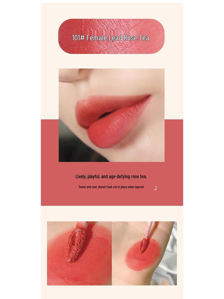 Samtige Luft-Lippenfarbe - Spiegelfinish Matt, Transferfeste Aufhellende Lippenfarbe