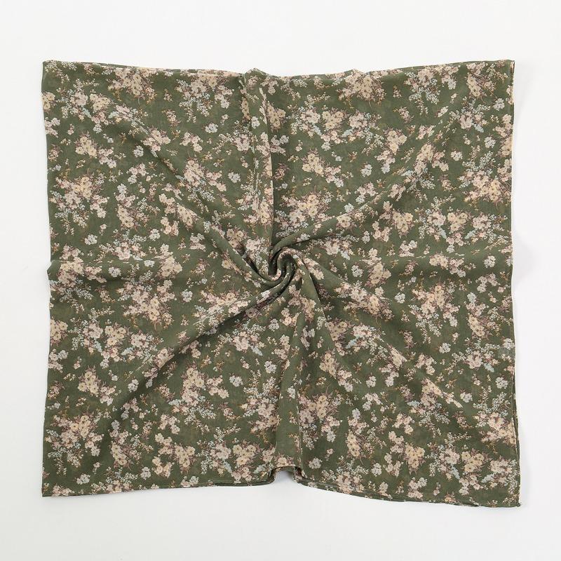 New Printed Chiffon Bag Head Square Scarf Small Floral Ethnic Headscarf Women's Sunscreen Shawl