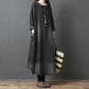 Oversized Trendy Loose Fit Plus Size Denim Shirt Dress Long Sleeve Round Neck Maxi Dress with Pockets Comfortable Casual Dress for Women