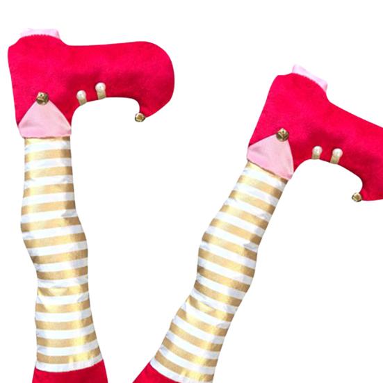 Christmas Decorations Elf Leg Ornaments Festive Tree Topper Fireplace Hanging Props Festive Atmosphere Enhancer Holiday Party Supplies