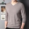 FORTEI Men's 100% Pure Wool V-Neck Pullover Sweater