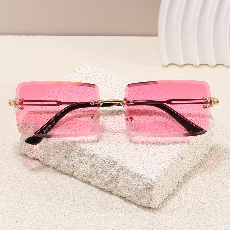 Square Shape Sunglasses For Women Rimless Cut Edge Anti-Glare Men Sun Glass European American Sunglasses Woman