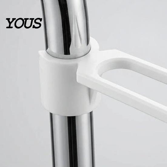 Kitchen Faucet Sponge Holder Rag Holder, Space Saving Double Rod Hanger, Durable PLA Drainage Rack for Sponges Adjustable Snap on Drying Towels