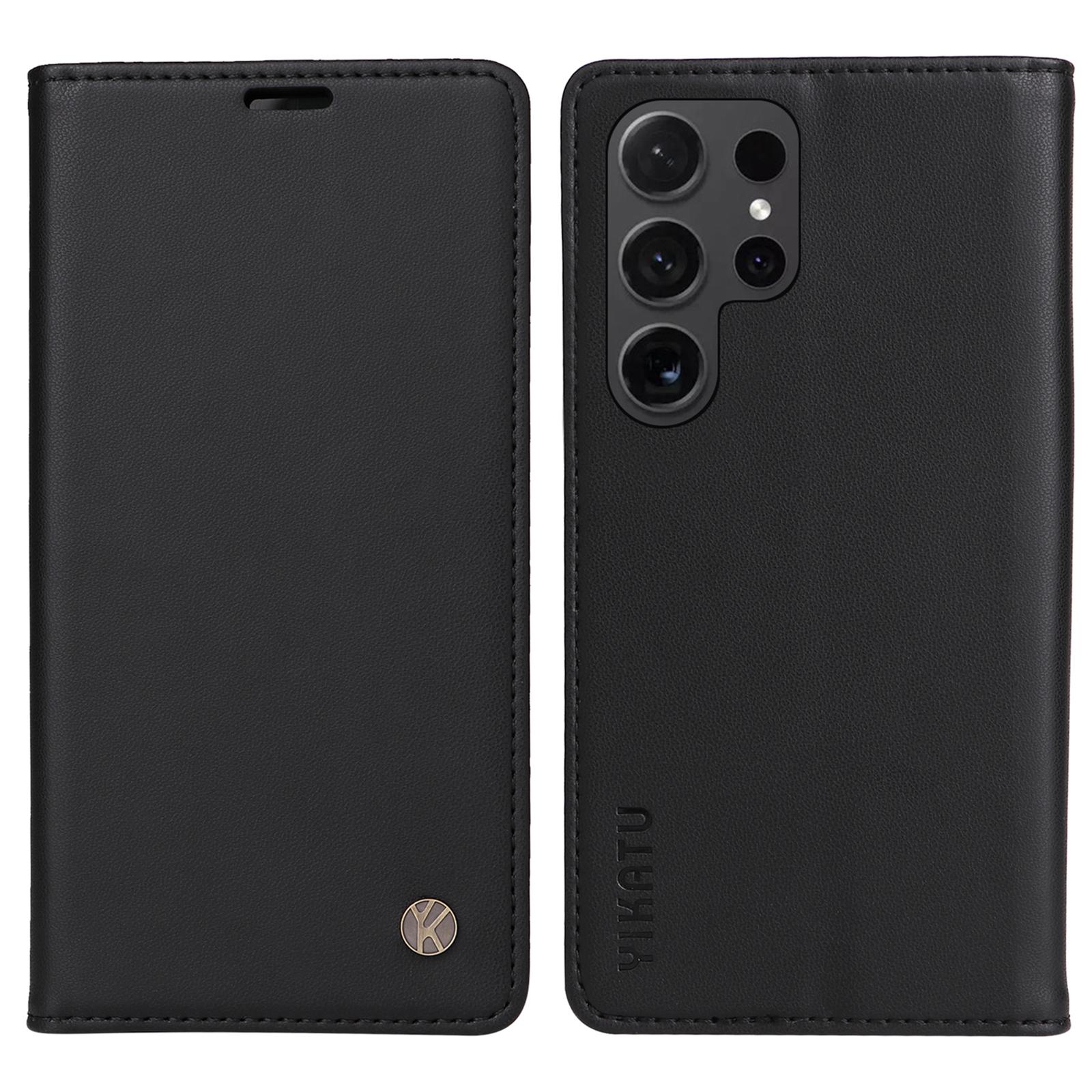 

YIKATU YK-001 for Samsung Galaxy S24 Ultra Case PU Leather Magnetic Wallet Phone Cover Black