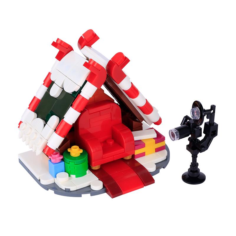 MOC Winter Christmas Scene Building Blocks Set: Santa's Cottage Printed Bricks DIY Model