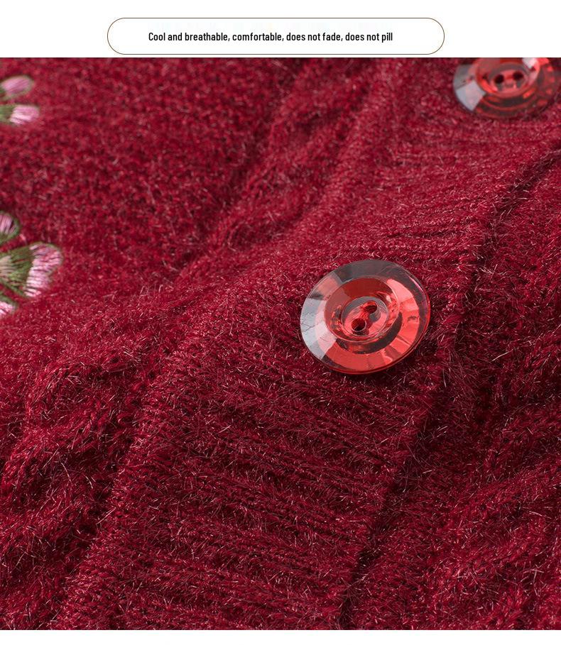 Dicker Strick-Cardigan für ältere Frauen: Oma-Stil, Pullover mit Kragen für Herbst und Winter.