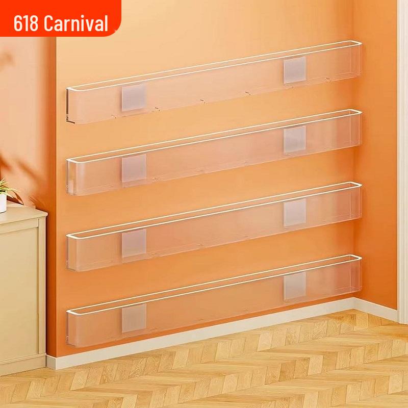 Wall-Mounted Children's Transparent Bookshelf: Punch-Free Storage Rack for Books