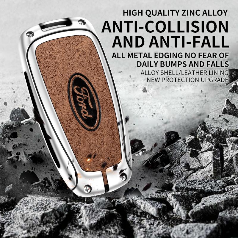 Samolepka na auto Kovové kožené pouzdro na klíče od auta Ford Fusion Edge Mustang Explorer Expedition Bronco Ecosport Ranger F150 F250 350 E