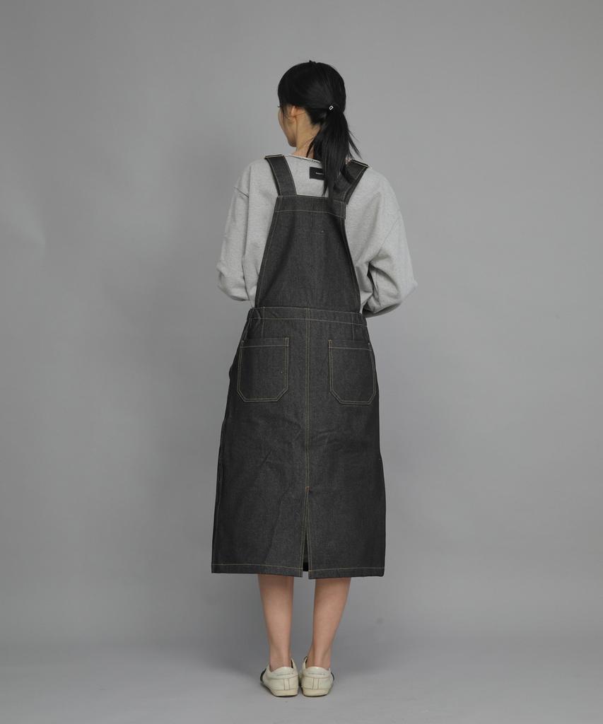 Seinteukeulu Wrinkle Band Overalls Skirt Swb-612 Denim Black