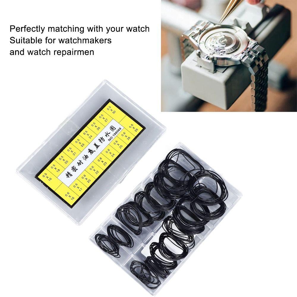 180pcs 0.5mm 0.6mm Watch Repairing Tool Black Color Watch Back Cover Seals  Watch Replacement