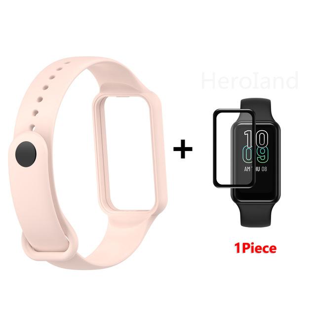 Fashion Silicone WatchStrap For Huami Amazfit Band 7 SmartWatch Band Bracelet Wristband For Amazfit band7 Strap Buckle +film
