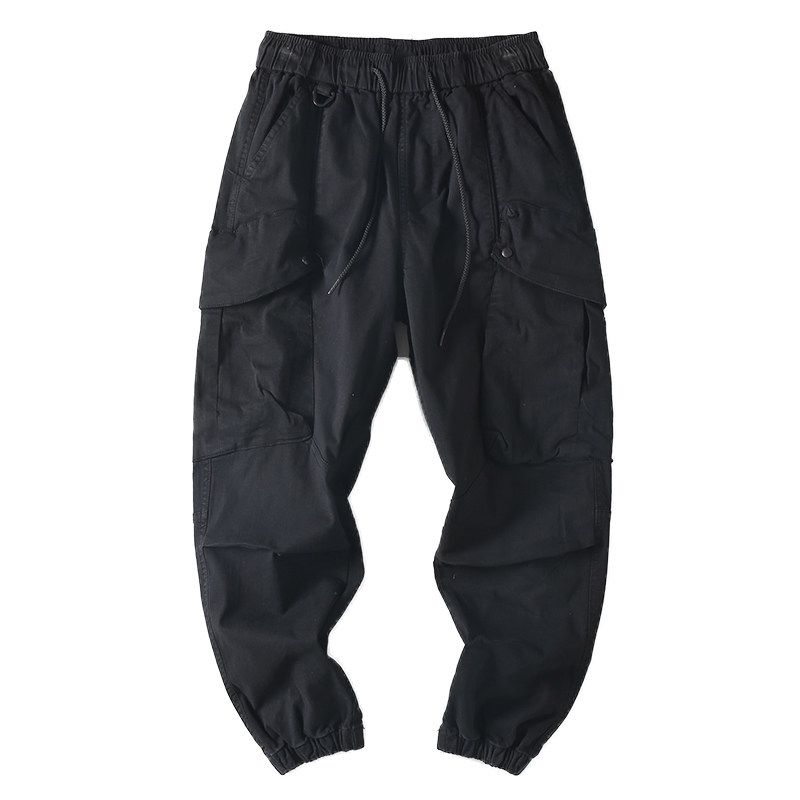 Heavyweight Vintage Large-Pocket Cargo Pants for Men, Autumn Season, Trendy Brand, Washed Pure Cotton, Loose Fit, Jogger-Style Harem Casual Long Pants
