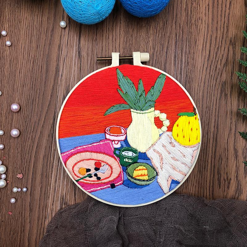 1 PC Potted Plant and Food Pattern DIY Embroidery Beginner Kit