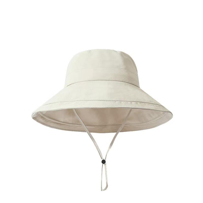 Outdoor solid color drawstring climbing hat casual versatile bucket hat summer big brim quick drying sun hat