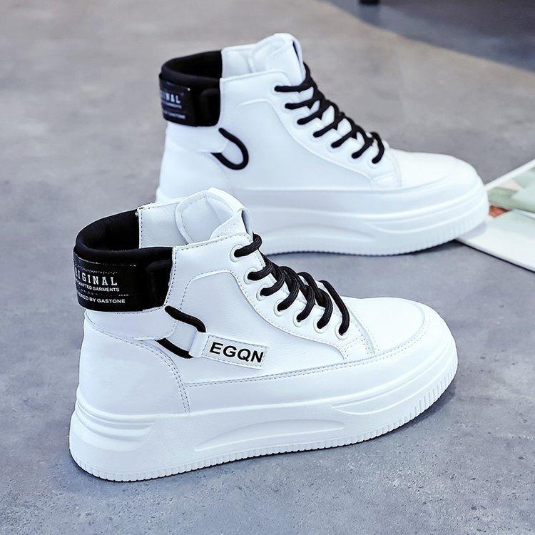 

Spring high-top shoes women s ins trendy new platform leather student board shoes Size 35