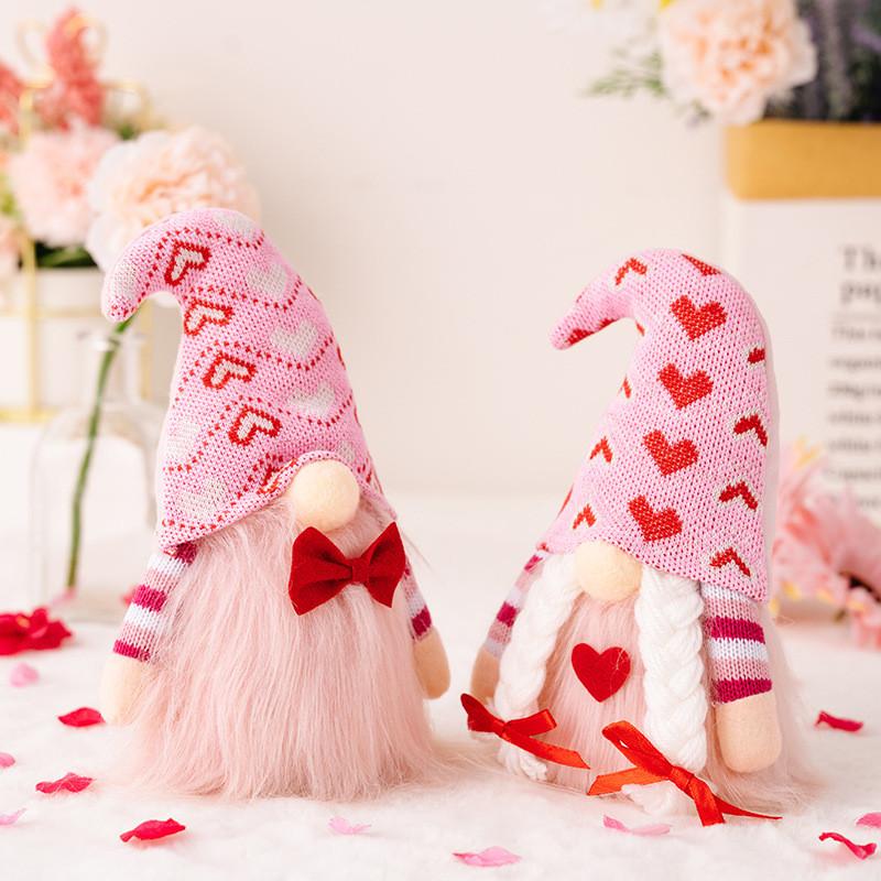 Charming Pink Valentines Day Couple Statues Delightful Heart Decorations For Lovers