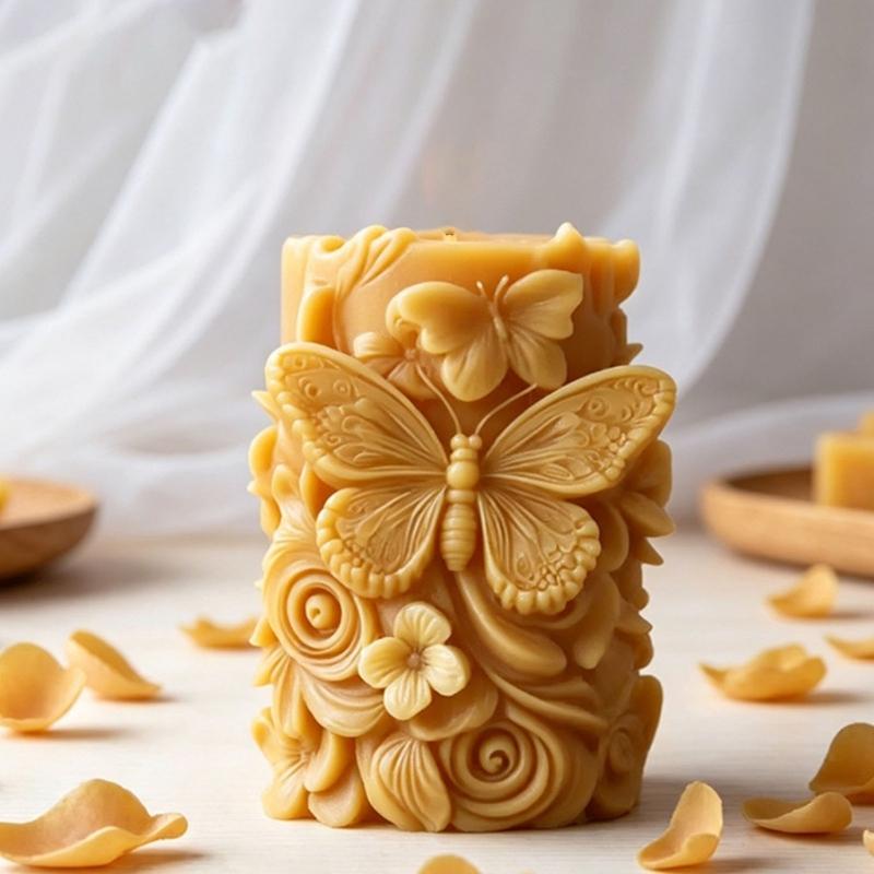 Floral Butterfly Cylindrical Silicone Candle Molds Food Grade Silicone For Crafting Candle Soap Chocolate and Resin Art