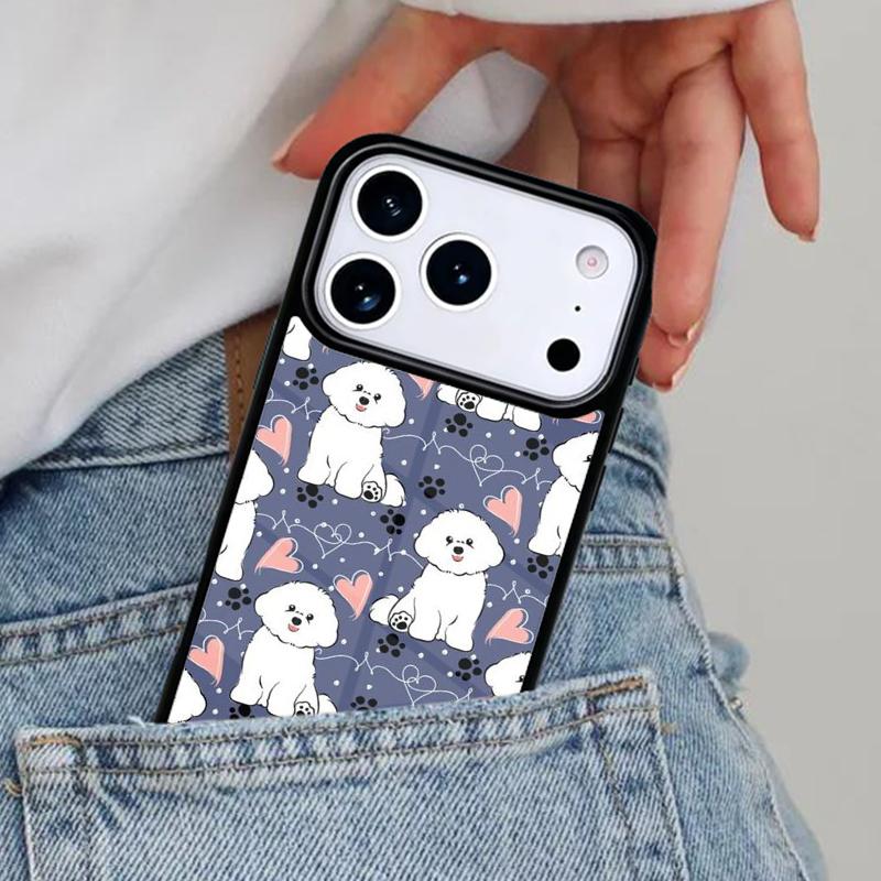 Cute Cartoon Bichon Frise Phone Case for iPhone 16e 15 14 13 12 17 Pro Max Plus Air 17pro Cover Coque